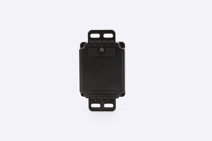Black GPS tracker on a white background
