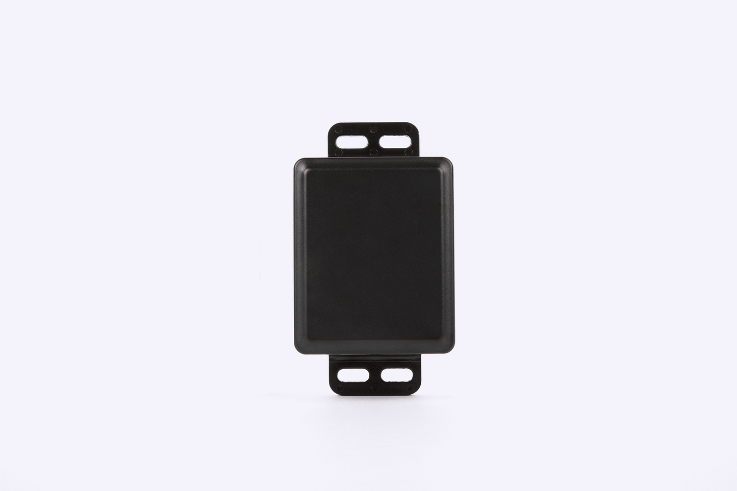Black GPS tracker with two small tabs on a white background
