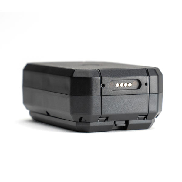 Image of the Logistimatics Mobile-200 GPS tracker's side, focusing on the USB port used for charging the device.