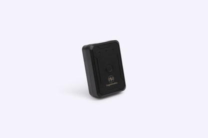 Black electronic device with a logo on a white background