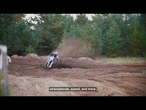 A video showing a dirt bike rider on a dirt track, implying a discussion or demonstration of using GPS tracking to monitor the location and activity of off-road vehicles like dirt bikes, ATVs, and side-by-sides.